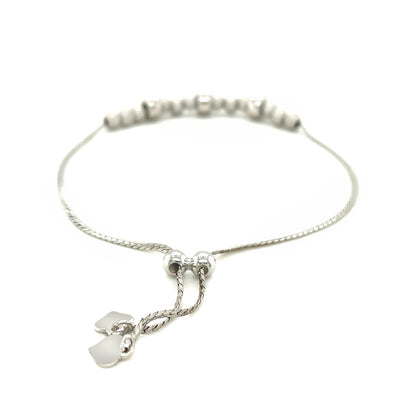 Adjustable Matte and Textured Bead Bracelet in Sterling Silver