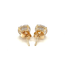 Load image into Gallery viewer, 14k Yellow Gold Stud Earrings with White Hue Faceted Cubic Zirconia