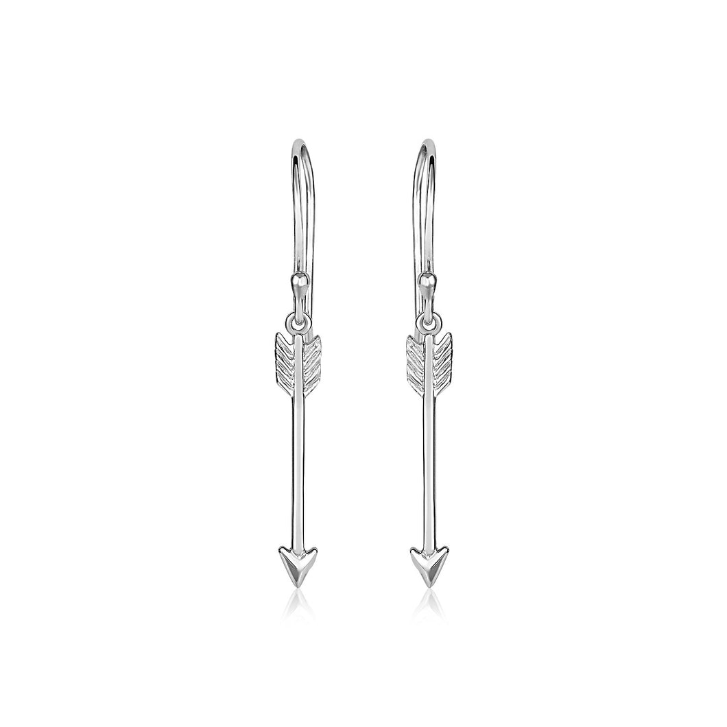 Sterling Silver Polished and Textured Arrow Earrings