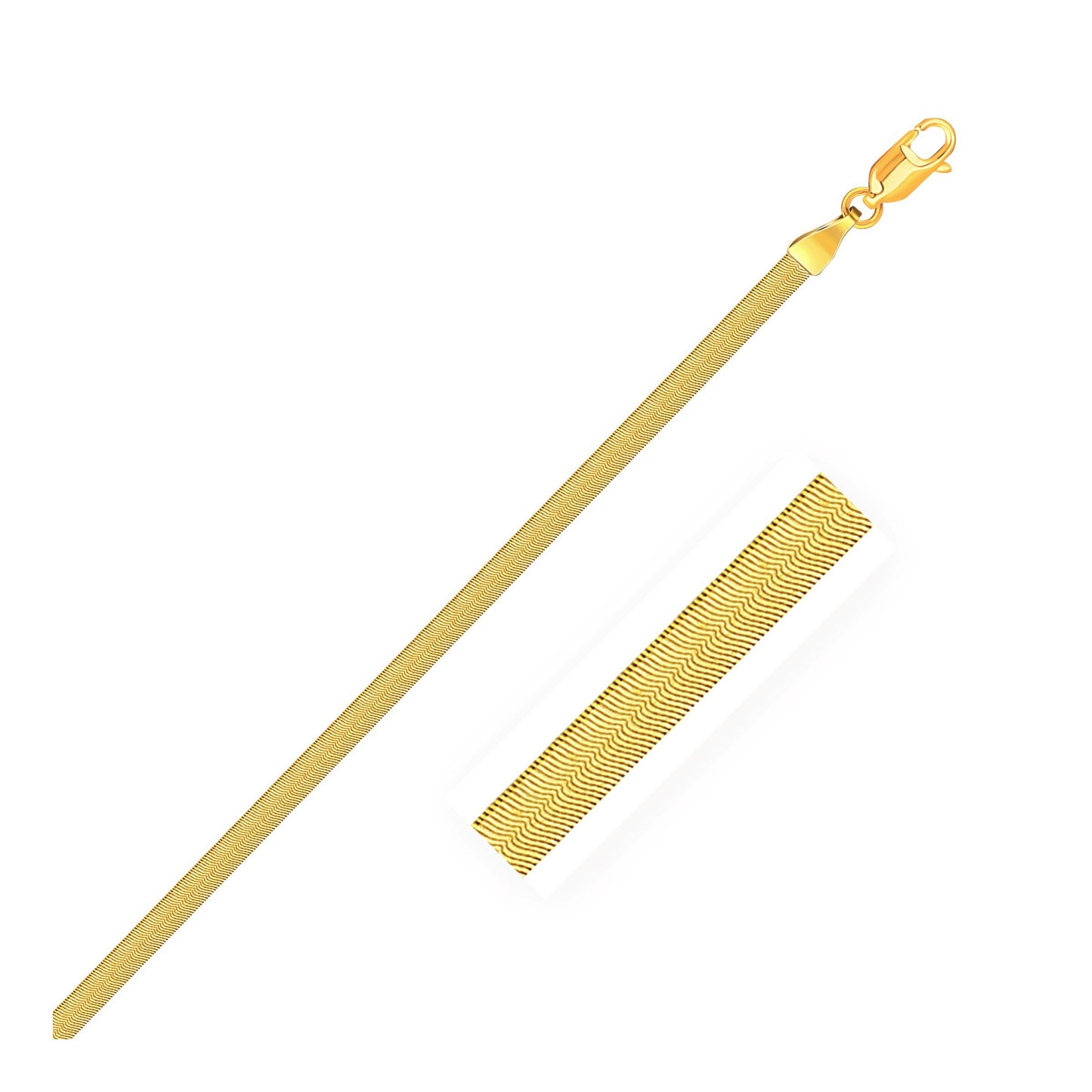 Imperial Herringbone Bracelet in 10k Yellow Gold (2.8 mm)