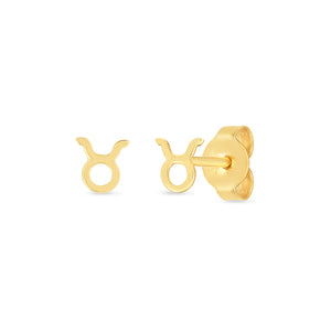 14K Yellow Gold Taurus Stud Earrings