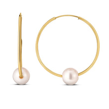 Load image into Gallery viewer, 14k Yellow Gold Round Endless Pearl Earring