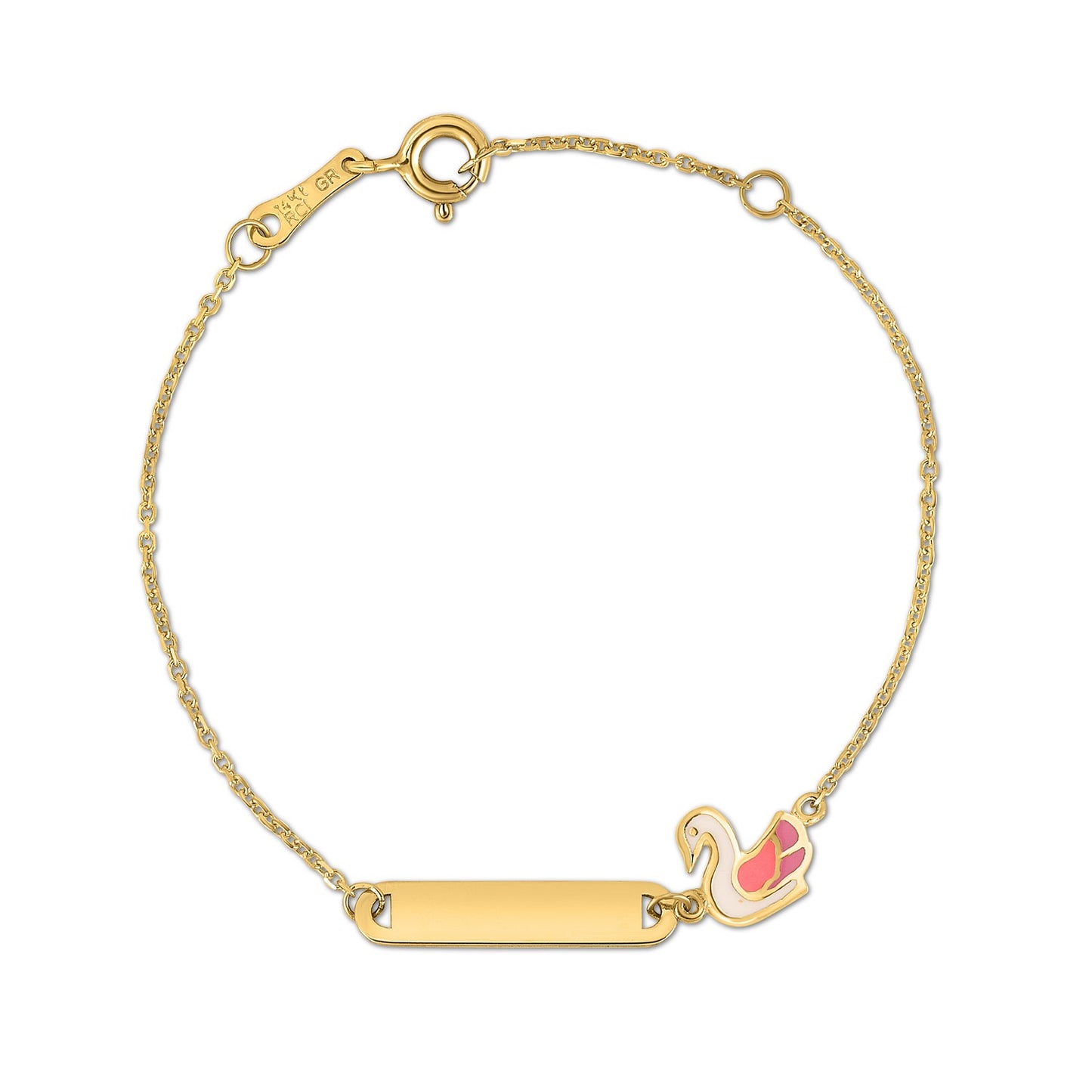 14k Yellow Gold Swan Childrens Bracelet