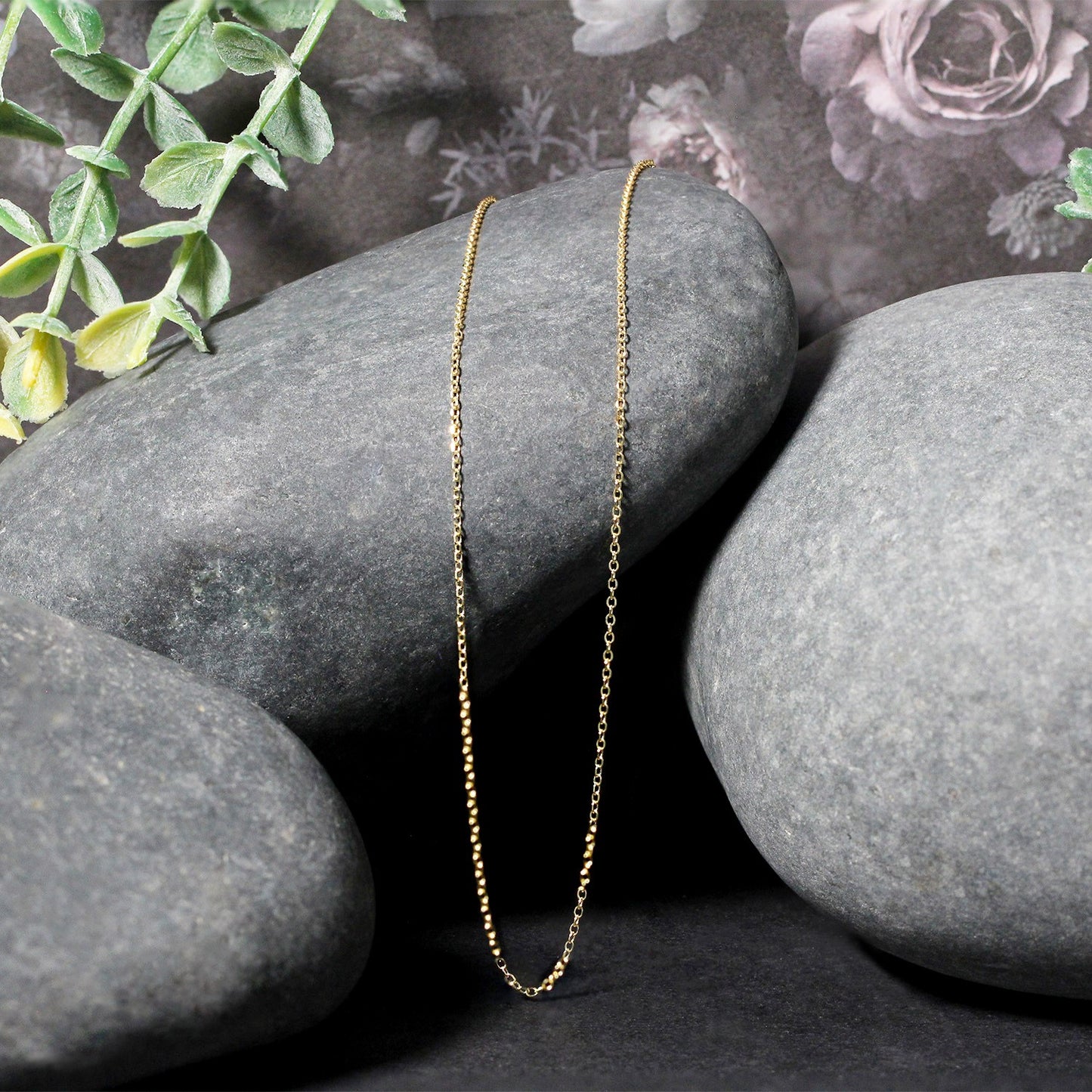 14k Yellow Gold Diamond Cut Cable Link Chain 0.8mm