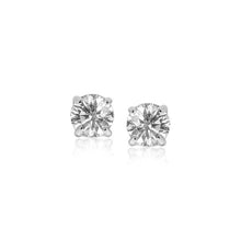 Load image into Gallery viewer, Sterling Silver Stud Earrings with White Hue Faceted Cubic Zirconia