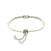 Load image into Gallery viewer, Sterling Silver Adjustable Enameled Eye Motif Bracelet with Cubic Zirconias