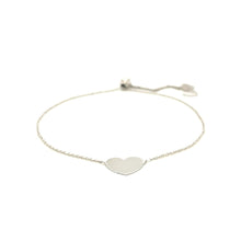 Load image into Gallery viewer, 14k White Gold Adjustable Heart Bracelet