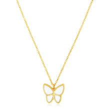 Load image into Gallery viewer, 14k Yellow Gold High Polish Butterfly Peral Paste Necklace