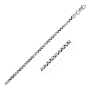 14k White Gold Solid Round Box Chain 2.5 mm