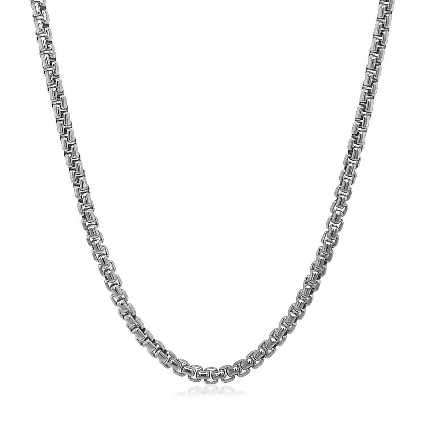 14k White Gold Solid Round Box Chain 2.5 mm