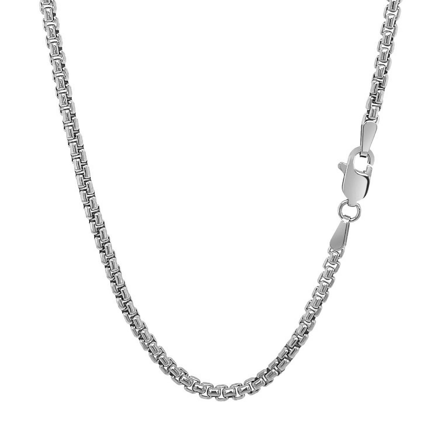 14k White Gold Solid Round Box Chain 2.5 mm