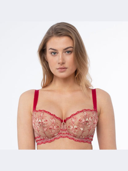 Sheer Mesh Embroidered Balconette Bra Daniela Balcony Bra LoveAdora