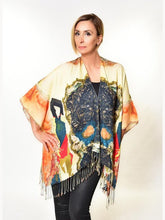 Load image into Gallery viewer, Ladies multicolor kimono with bottom fringe