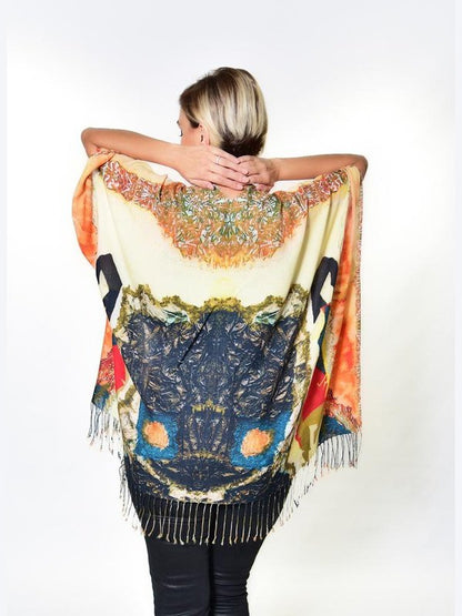 Ladies multicolour kimono back side