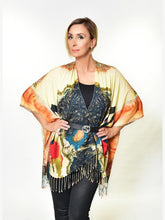 Load image into Gallery viewer, Ladies kimono with fringe bottom, belt sold separately 