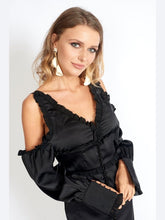 Load image into Gallery viewer, Night At The Museum Black Satin Dress Women&#39;s Clothing LoveAdora