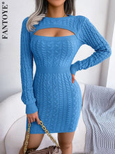 Load image into Gallery viewer, Round Collar Knitted Sweater Dress Dresses LoveAdora