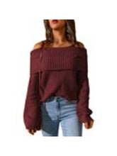 Load image into Gallery viewer, Slash Neck Knitted Sweater Sweaters &amp; Hoodies LoveAdora