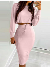 Load image into Gallery viewer, Two Piece Party Skirt Set Slim Long Sleeve Dress Set Dresses LoveAdora