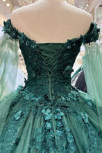 Load image into Gallery viewer, Jewel Glitter Mesh w/ Detachable Side Mesh Drapes Long Quincenera Dress GLGL3181-9