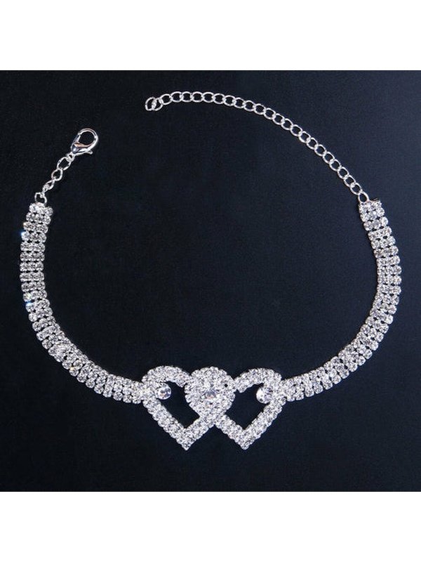 Double Heart Anklet Bracelet for Women Beach Ankles Jewelry Other Accessories LoveAdora