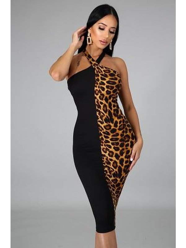 Electra Cheetah Print Black Women's Dress - Miss Mafia Party Dress LoveAdora