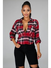 Load image into Gallery viewer, Rosina Red Plaid Top - Miss Mafia Tops LoveAdora