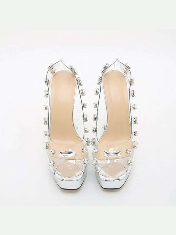Crystal Transparent Platform Wedges Women Sandals Heels LoveAdora