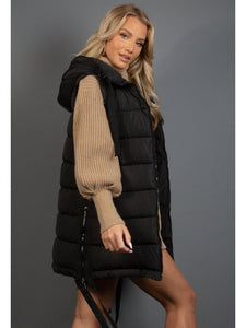 Hooded Puffer Gilet With Webbing Detail Jackets & Coats LoveAdora