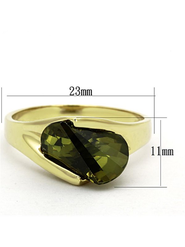 Gold Plating 925 Sterling Silver Ring with AAA Grade CZ  in Olivine