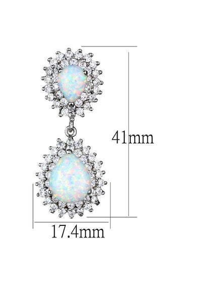 Rhodium 925 Sterling Silver Earrings with Semi-Precious Opal Earrings LoveAdora