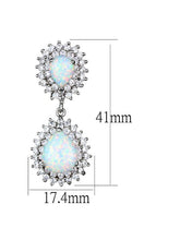 Load image into Gallery viewer, Rhodium 925 Sterling Silver Earrings with Semi-Precious Opal Earrings LoveAdora