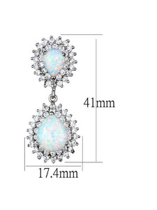 Rhodium 925 Sterling Silver Earrings with Semi-Precious Opal Earrings LoveAdora