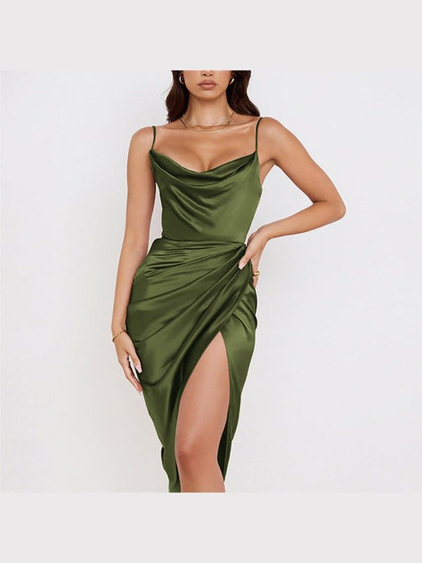Women Ruched Elegant Bodycon Sexy Backless Long Sleeve Dress Cocktail