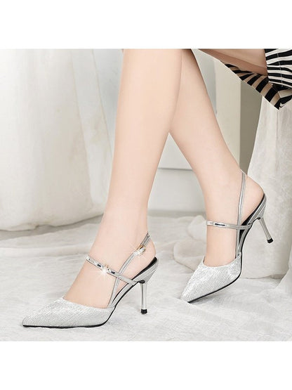 One Word Buckle Stiletto Pointed Toe Small Fresh High Heels Ladies Footwear LoveAdora