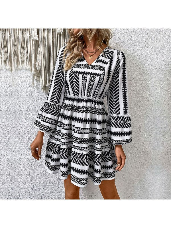 Vintage Striped Mini Dress Shirt A-line Dress Dresses LoveAdora