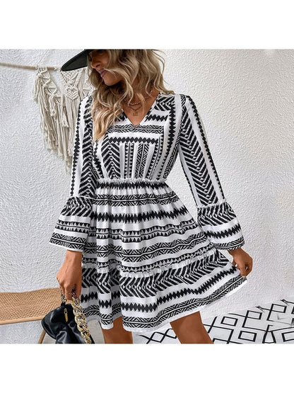 Vintage Striped Mini Dress Shirt A-line Dress Dresses LoveAdora