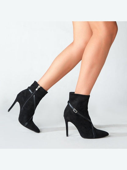 New Women's Boots Pointed Suede Stiletto High Heel Short Boots Boots LoveAdora