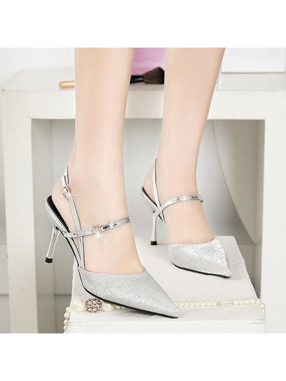 One Word Buckle Stiletto Pointed Toe Small Fresh High Heels Ladies Footwear LoveAdora