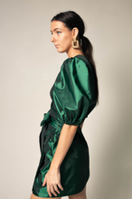 Load image into Gallery viewer, Glimmer Green Wrap Dress-2