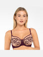 Sheer Mesh Embroidered Full Figure Bra Perla Aubergine Full Figure Bra LoveAdora