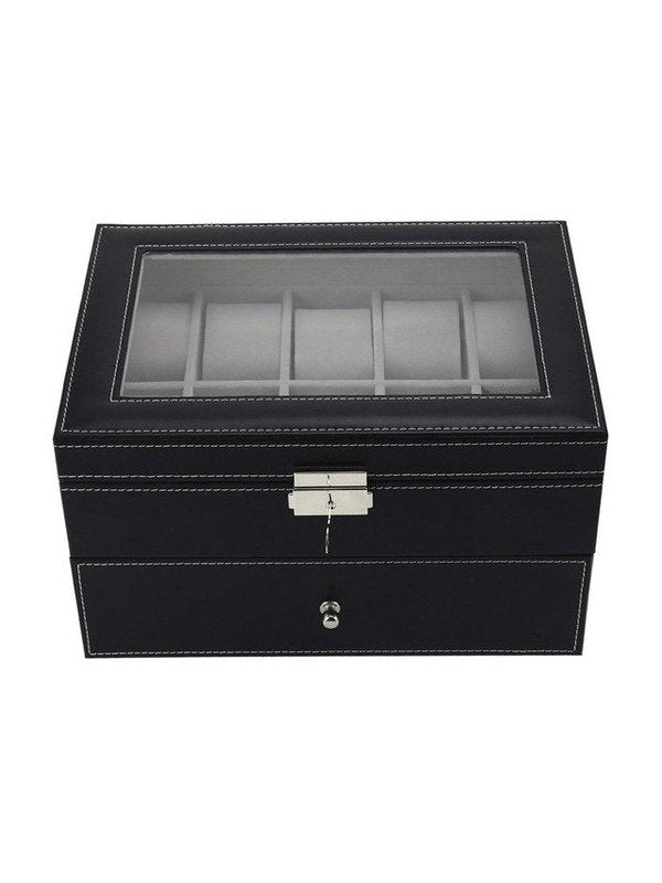 PU Leather Double Layers 20 Grids Slots Watch Box Watches LoveAdora