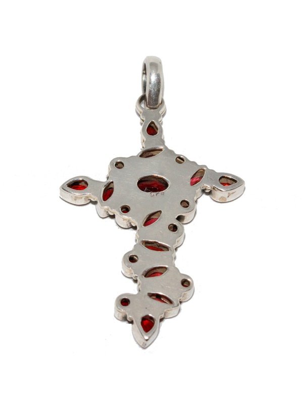 Artisan Handcrafted Red Garnet Cross Pendant Jewelry LoveAdora