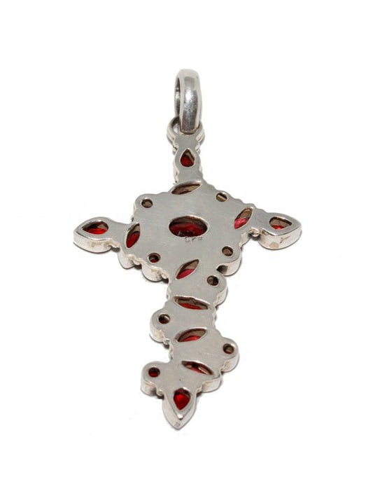 Artisan Handcrafted Red Garnet Cross Pendant