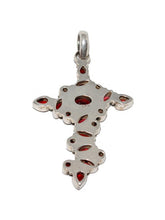 Load image into Gallery viewer, Artisan Handcrafted Red Garnet Cross Pendant Jewelry LoveAdora