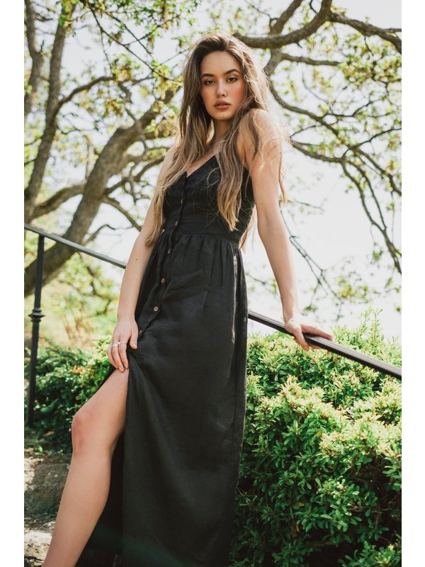 Daria Linen Dress | Black