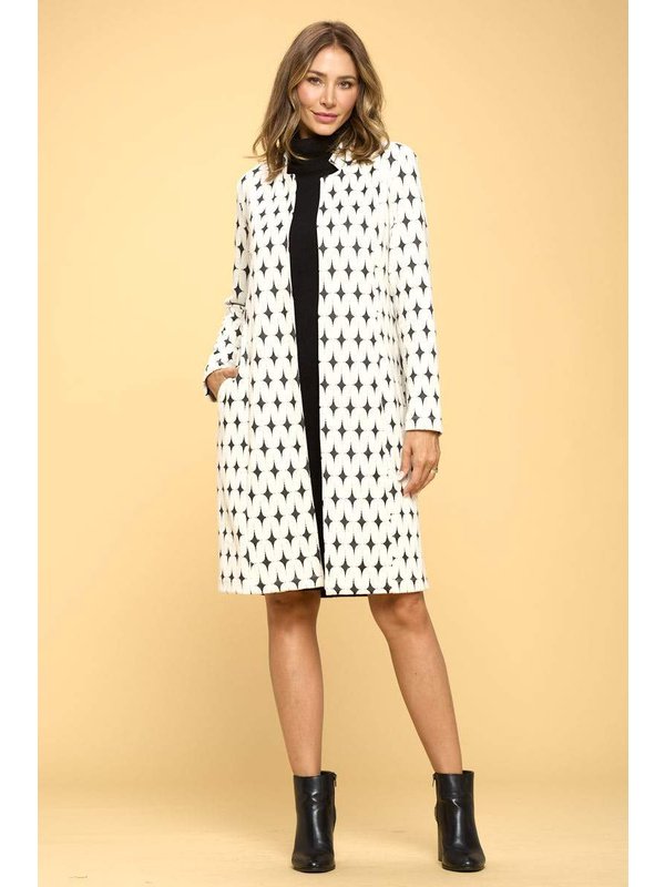 Knit Jacquard Open Coat Women's Clothing LoveAdora