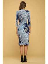Load image into Gallery viewer, Print V neck Jersey Wrap Dress with Tie Women&#39;s Clothing LoveAdora