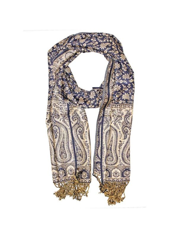 Reversible Scarf Pattern Patola Style Dark Paisley Print Botanical Jewelry & Watches LoveAdora