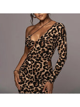 Load image into Gallery viewer, Sexy Bandage Cut Out Leopard Print Midi Dress Dresses LoveAdora